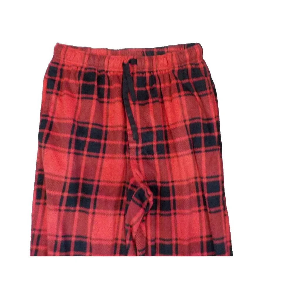 Stafford Plaid Red/Black Stretchy Elastic Drawstring Sleep Pants Size Medium x31